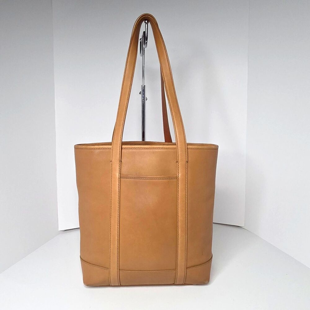Vintage Coach British Tan Smooth Leather Gallery Shopper Tote Bag 5187#